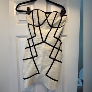 Bandage dress strapless black and white size small